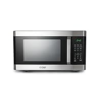 COMMERCIAL CHEF 1.6 Cubic Foot Microwave with 10 Power Levels, Small Microwave with Pull Handle Child Safety Lock, 1100 Watt Microwave with Digital Control Panels,Stainless Steel