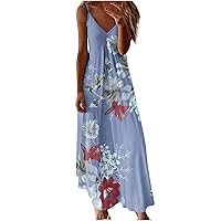 Sleeveless Beach Dresses for Women 2023 Casual Summer Spaghetti Strap Maxi Long Dress Bohemian Butterfly Sundress