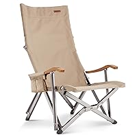 ICECO Hi1600L Folding Camping Chairs for Outside, High-Back Heavy Duty Camping Chair for Adults, Portable Chairs with Shoulder Strap for Outside, Patio, Living Room, 600 LBS (Camel-Low)