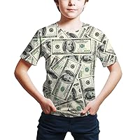 Kids Print 3D 100 Dollar Bill Money Shirts Funny Graphic Pattern Tees Shirts for Youth Boys Girls 4-14 Years