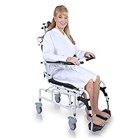 Vive Reclining Shower Chair with Wheels - Commode Wheelchair for Seniors, Disabled, Bariatric & Handicap - Padded Transfer Rolling Chairs with Arms - Portable, Foldable & Waterproof - Extra Wide Seat