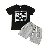 Hoodie with Pants Toddler Boys Girls Short Sleeve Letter Printed T Shirt Tops Shorts Outfits Girl Christmas Outfit Size 6 (Black, 3-6 Months)