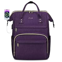 LOVEVOOK Laptop Backpack for Women,17 Inch Professional Womens Travel Backpack Purse Computer Laptop Bag Nurse Teacher Backpack,Waterproof Work Bags Carry on Back Pack with USB Port,Dark Purple