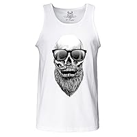Men's M003TS Printed Skull with Beard and Sunglasses Hipster Tank Top