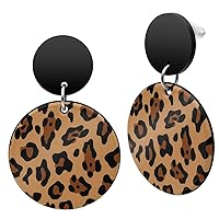 Soul-Cats Stud Earrings Leo Round Animal Print Statement in 80s Look, Plastic