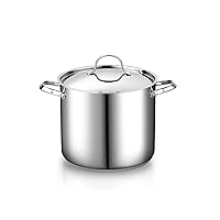 Cooks Standard 18/10 Stainless Steel Stockpot 12-Quart, Classic Deep Cooking Pot Canning Cookware with Stainless Steel Lid, Silver
