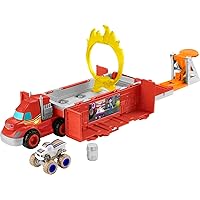 Fisher-Price Blaze and The Monster Machines Toy Car Race Track Launch & Stunts Hauler Transforming Playset with Diecast Vehicle
