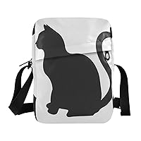 Black Cat Messenger Bag for Women Men Crossbody Shoulder Bag Cute Crossbody Purse Messenger Shoulder Bag with Adjustable Strap for Concert Beach Travel Sporting