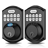 Keyless Entry Door Lock - TEEHO Electronic Keypad Deadbolt with Keypads - Fingerprint Door Lock with Keypads - Easy Installation - Matte Black