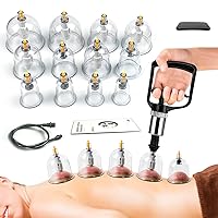 Cupping Therapy Set w/ 12 Massage Cups for Back Pain Relief Physical Therapy with Hand Pump