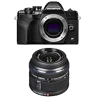 Olympus OM-D E-M10 Mark IV Mirrorless Camera, Black with Olympus M. Zuiko 14-42mm f/3.5-5.6 II R Lens, Black