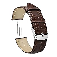 Leather Watch Band Alligator Grain Calfskin Replacement Strap Quick Release Watch Bands for Men Women