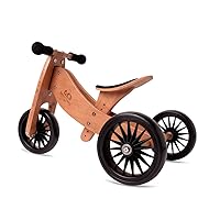 Kinderfeets New, Kids Tiny Tot Plus Balance Bike, Adjustable Seat, Puncture Proof Tires, Pedal-Free Training Bicycle for Children and Toddlers Ages 18 Months and up (Bamboo)
