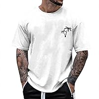Tshirts Shirts for Men Cotton Spring Summer Coconut Tree Short Sleeve Round Neck Floral Fashion Trend Bottoming T