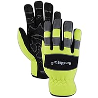 MAGID Handmaster ProGrade Plus Synthetic Suede High-Visibility Glove, 1 Pair, 8/Medium, Hi-Viz Yellow Black