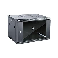 Tecmojo Wall Mount Server Cabinet IT Network Rack Enclosure Lockable Door and Side Panels Black (Black, Standard 6U/Glass Door)