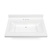 Solid White, Gloss, 22x31, Cultured Marble, Carolina, Vanity Top