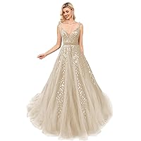 Glitter Tulle Prom Dresses 2024 Lace Appliques Long Ball Gowns V Neck Spaghetti Straps Formal Evening Party Gowns