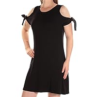 kensie Women's Drapey French Terry Dress with Cold Should