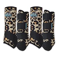 Professional's Choice 2XCOOL Sports Medicine Horse Boots | Protective & Breathable Design for Ultimate Comfort & Durability in Active Horses | Value 4 Pack | Medium Cheetah