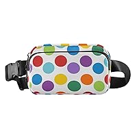 Rainbow Polka Dots Fanny Pack for Women Men Belt Bag Crossbody Waist Pouch Waterproof Everywhere Purse Fashion Sling Bag for Running Hiking Workout Walking Travel