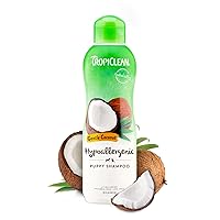 TropiClean Coconut Hypoallergenic Dog Shampoo | Gentle Puppy Shampoo for Sensitive Skin | Natural Pet Shampoo Derived from Natural Ingredients | Kitten Friendly | Made in the USA | 20 oz.