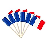France Flag French Miniature Toothpick Flags Decorations Small Cupcake Toppers Cocktail Food Flags Decor For Independence Day Party Bar (100 pack)