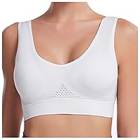 Sleep Bras for Women, Comfort Seamless Wireless Stretchy Workout Sports Bra, Plus Size Yoga Bra, with Removable Pads