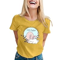 T Shirts for Women Form Fitting Ladies Casual Loose Short Sleeve T Shirt with Printed Round Neck Ladies Workou
