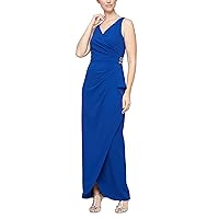 S.L. Fashions Women's Slimming Long Ruched Dress with Ruffle