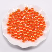 4/6/8/10/12mm with Hole ABS Imitation Pearl Beads Plastic Acrylic Round Loose Spacer Bead for Jewelry Making Finding Supplies 21 Assorted Colors (Orange, 8mm(0.31inch)*100pcs)
