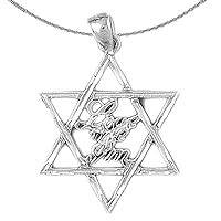 Silver Star Of David Necklace | Rhodium-plated 925 Silver Love Me I'm Jewish Star of David Pendant with 18