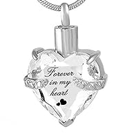 misyou Forever in My Heart Birthstone Necklace Stainless Steel Cremation Ashes Pendant Memorial Cremation Jewelry