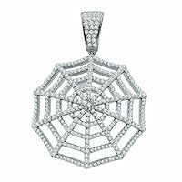 Gemstone Jewellery 2Ct Round Lab Created SPIDER-WEB Pendant 14K White Gold Over 18'' Free Chain