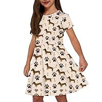 Dresses for Kids Girls Short Sleeve Dress for 2-14T