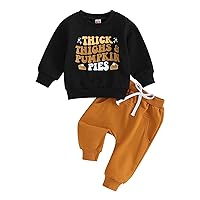 Baby Boy Girl Thanksgiving Outfit Gobble Long Sleeve Sweatshirt Elastic Waist Jogger Pants Set Toddler 2Pcs Outfit