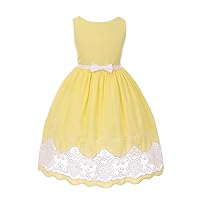 Lace Embroidery Cotton Flower Girl Dress White Ribbon for Girls