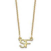 Jewels By Lux 10K Gold Small 2 Initial Cable Chain Necklace (Length 18 in Width 10.86 mm)