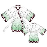 Anime Kamado Tanjiro Flannel Fleece Pajamas Kimono Coat Cloak For Adult
