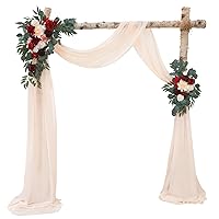 Artificial Wedding Arch Flowers, Rustic Artificial Floral Swag for Lintel Set of 3 for DIY Wedding Welcome Ceremony Sign Backdrop Sweetheart Table Chair Home Decoration