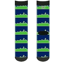 Buckle-Down Unisex-Adult's Socks Seattle Skyline Navy/Gray/Green Crew, Multicolor