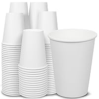 Ginkgo 200 Count 12 oz Disposable Coffee Cups Leak Proof Paper Cups Thickened Paper White Hot Coffee Cups