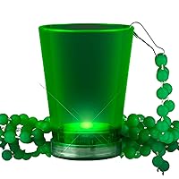 Light Up Green Shot Glass on Green Beaded Necklaces