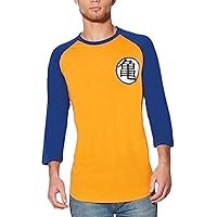 Kame Goku Symbol Baseball Raglan Long Sleeve Shirt (X-Large) Orange