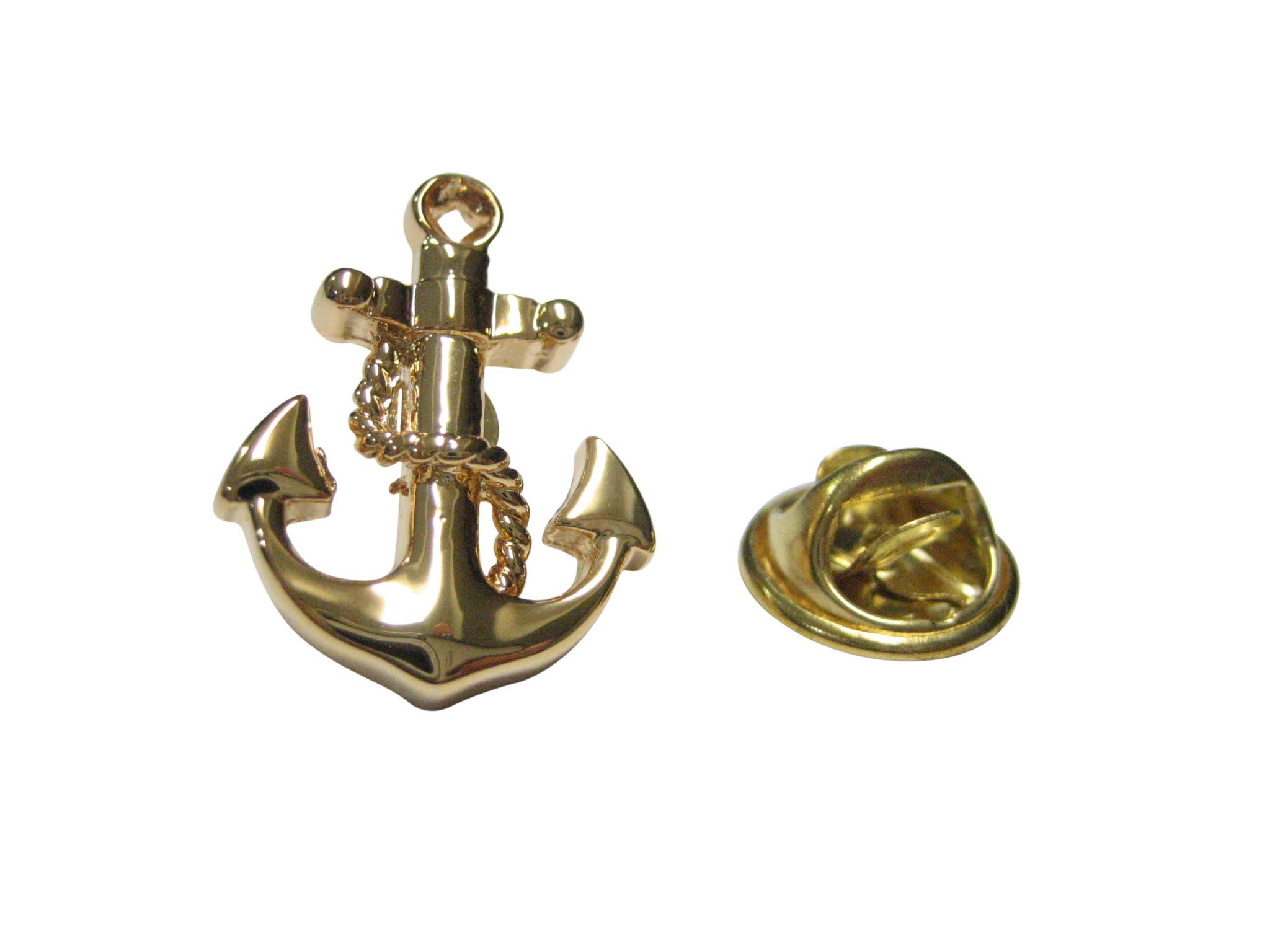 Kiola Designs Gold Toned Detailed Nautical Anchor Lapel Pin