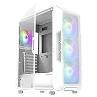 Zalman i3 NEO ATX Mid Tower Gaming PC Case - 4 x 120mm Fixed RGB Fans Preinstalled - Mesh Front Panel for High Airflow - Tempered Glass Side Panel, White