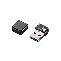 Elecom MF-SU2B64GBK USB Memory, 64 GB, USB 2.0, Small, Black with Cap