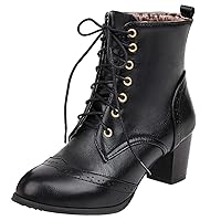 Caradise Womens Wingtip Oxford Boots Lace Up Vintage Chunky Combat Boots