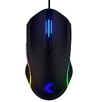 Gaming Vektor RGB Mouse - Wired Adjustable to 5000 DPI - 6 Programmable Buttons - Dual-Zone RGB Lighting - Contoured Shape and Rubber Side Grips
