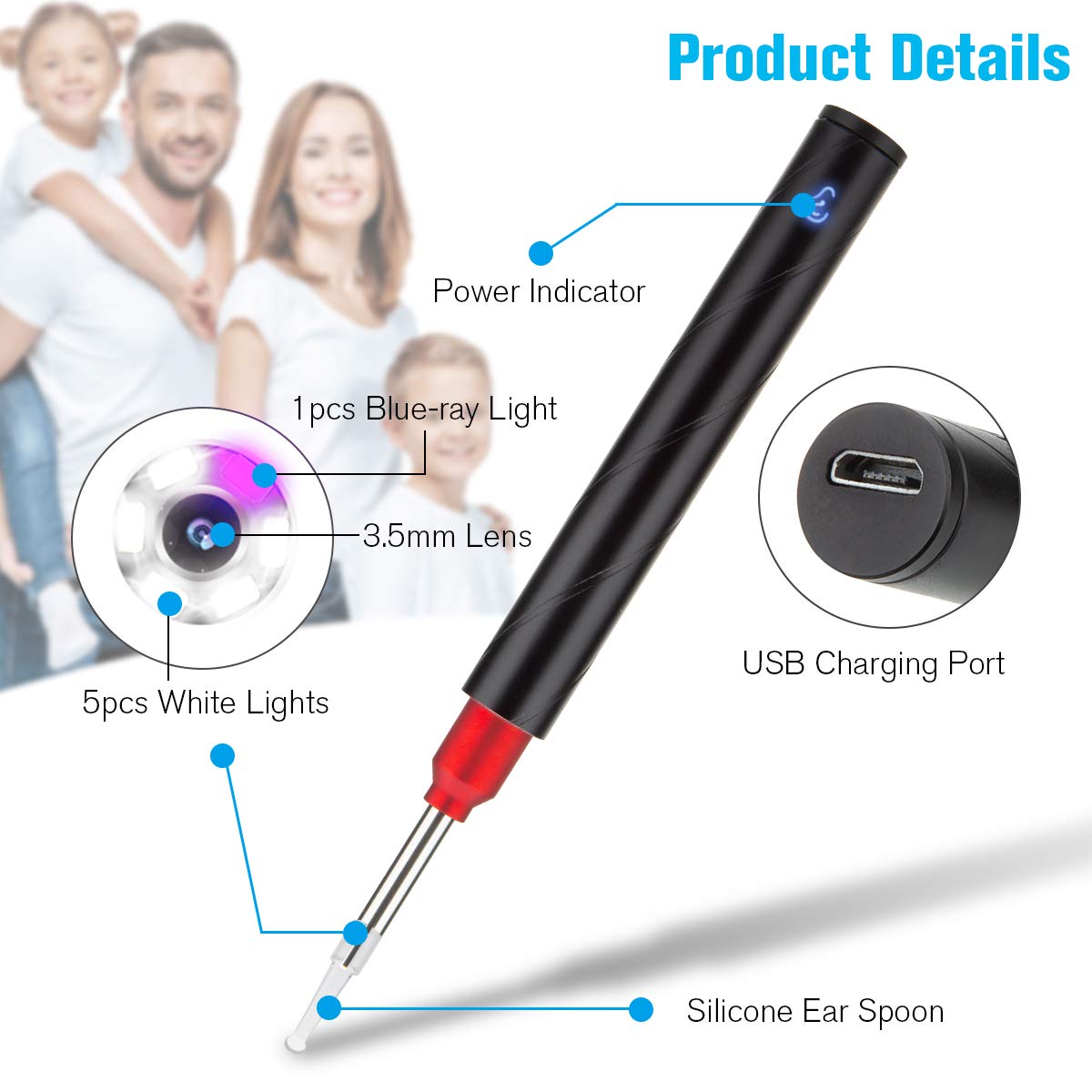 JOYGIFT Ear Wax Remover,Wireless Otoscope Earwax Removal Tool 1080P HD WiFi Ear Endoscope with LED Light,3.5mm Visual Ear Scope Camera Safe Ear Pick Ear Cleaning Endocsope Kit for Adults Kids & Pets